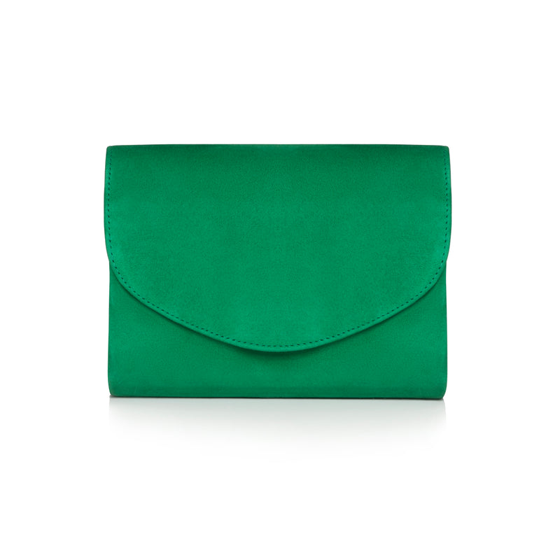 Ellie Clutch - Grass Green Suede