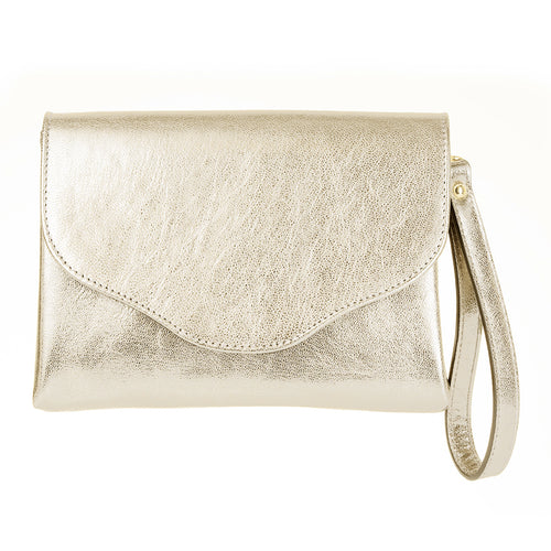 Ellie Clutch - Light Gold Leather