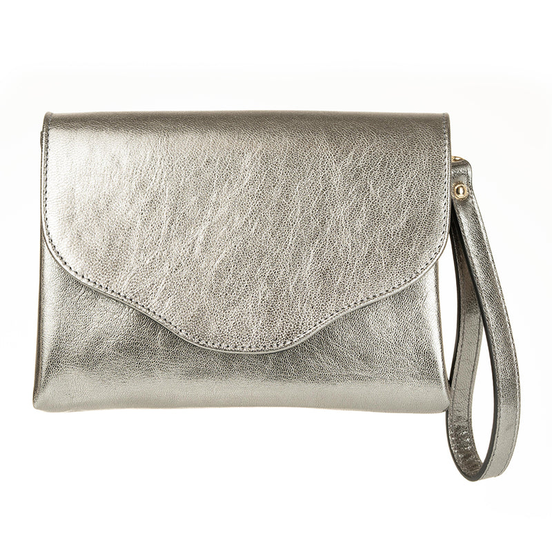 Pewter Leather Clutch – Sargasso and Grey - Main Image