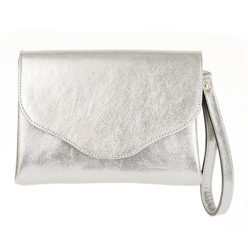 Ellie Clutch - Silver Leather