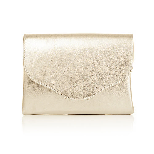 Ellie Gold leather clutch front copy