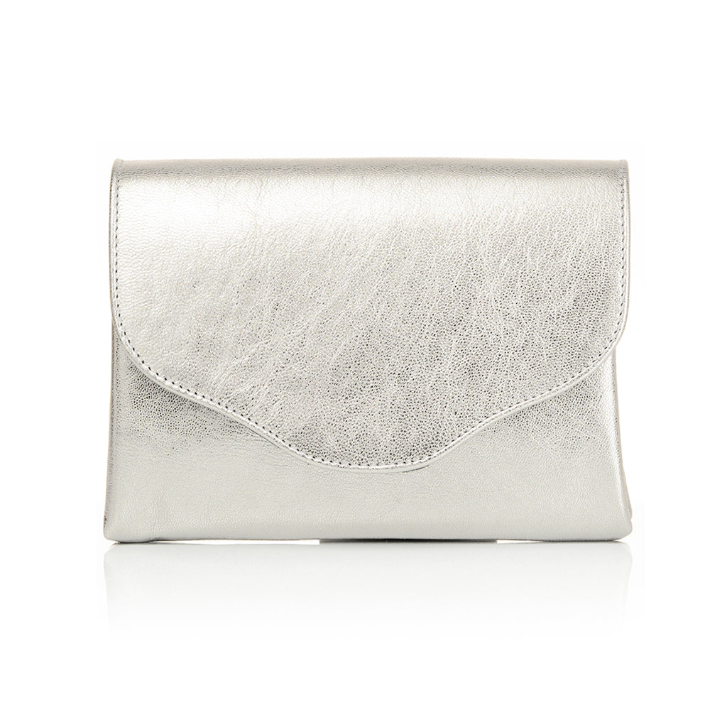 Ellie Clutch Silver Leather
