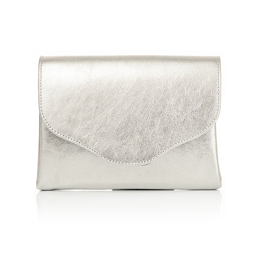 Ellie Silver leather clutch front copy