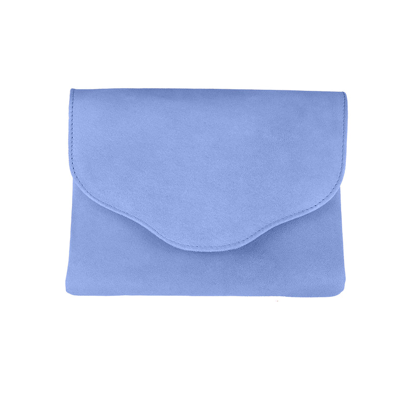 Ellie Clutch Bag - Cornflower Blue Suede
