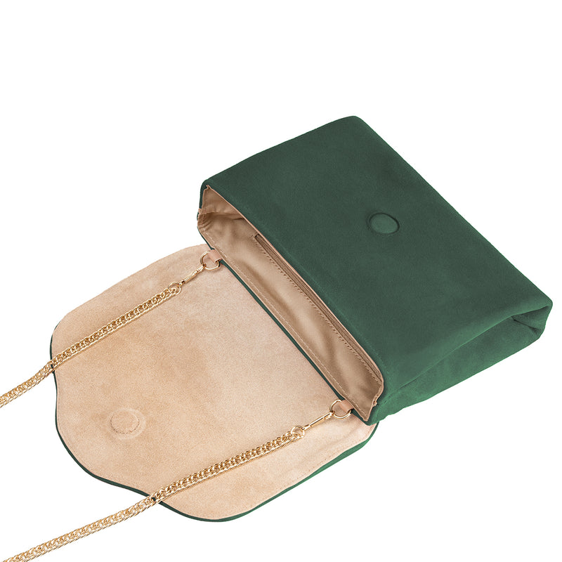 Ellie Clutch - Green Suede