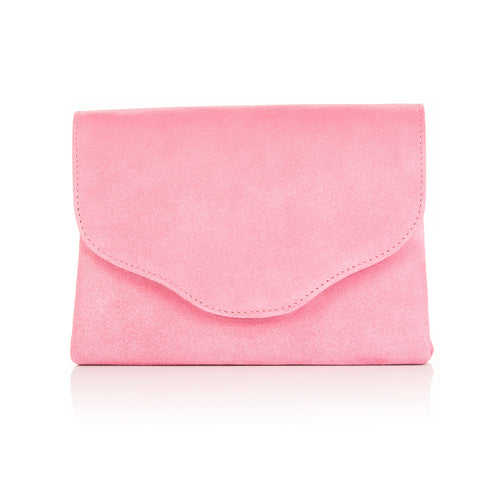 Ellie candy pink suede clutch