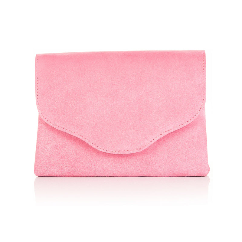 Ellie Clutch Bag - Candy Pink Suede