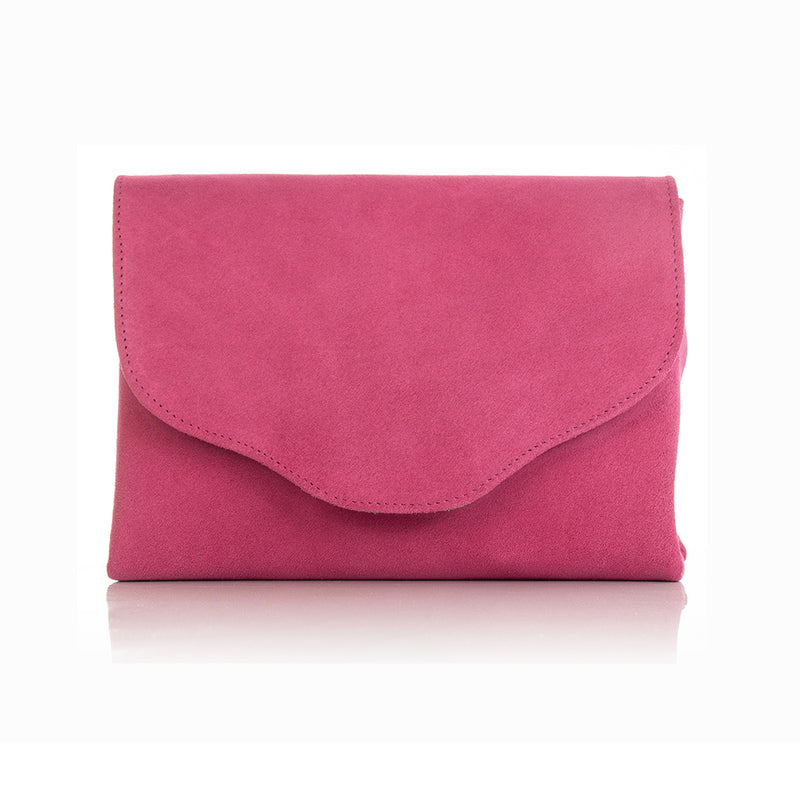 Ellie Clutch Bag - Fuchsia Pink Suede