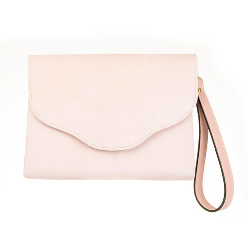 Ellie Clutch Bag - Pale Pink Suede