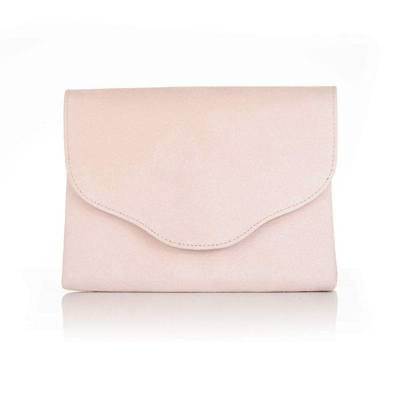 Ellie Clutch Bag - Pale Pink Suede