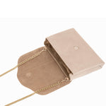 Ellies and suede clutch chain view