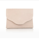 Ellie sand suede clutch front