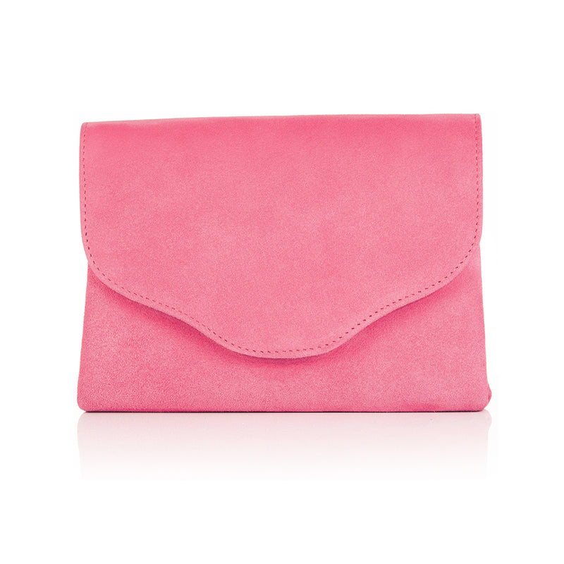 Ellie Clutch Bag - Raspberry Pink Suede