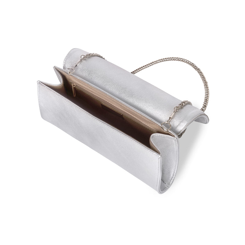 Elodie Clutch - Light Silver Leather