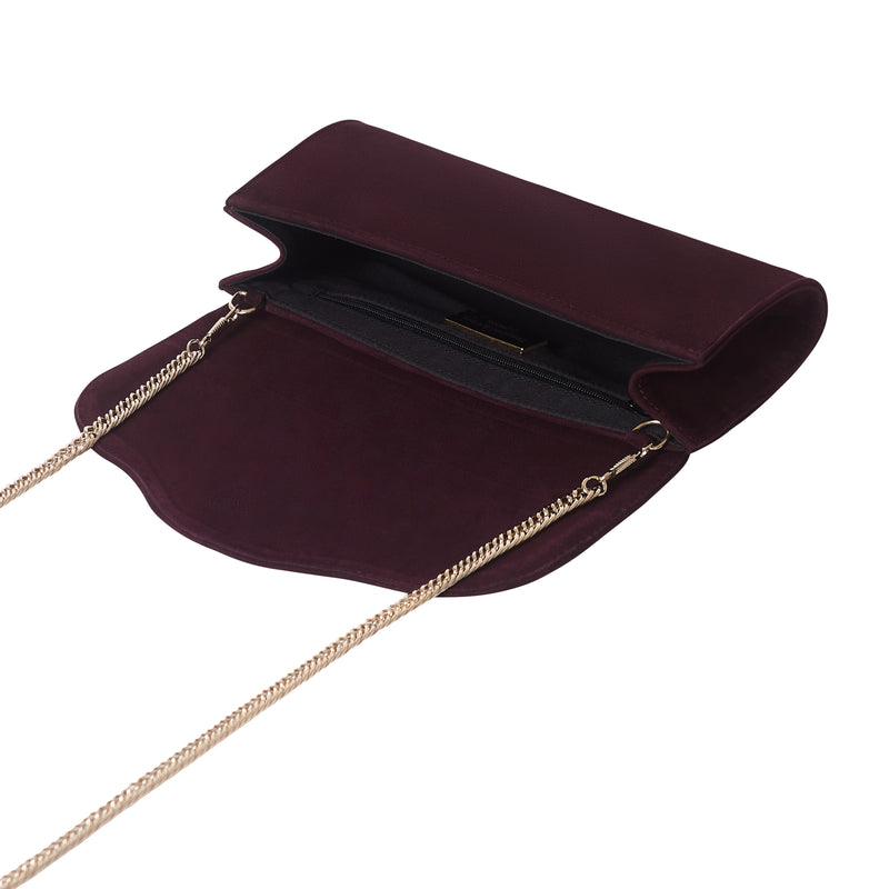 Elodie Clutch - Burgundy Suede