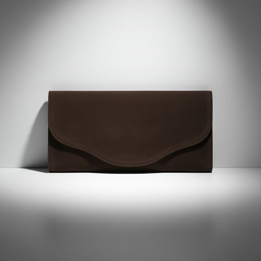 Elodie Clutch Chocolate Brown Suede
