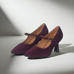 Elsa Wide Fit Court Shoe – Burgundy Suede