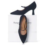 Elsa Wide Fit Court Shoe – Black Suede