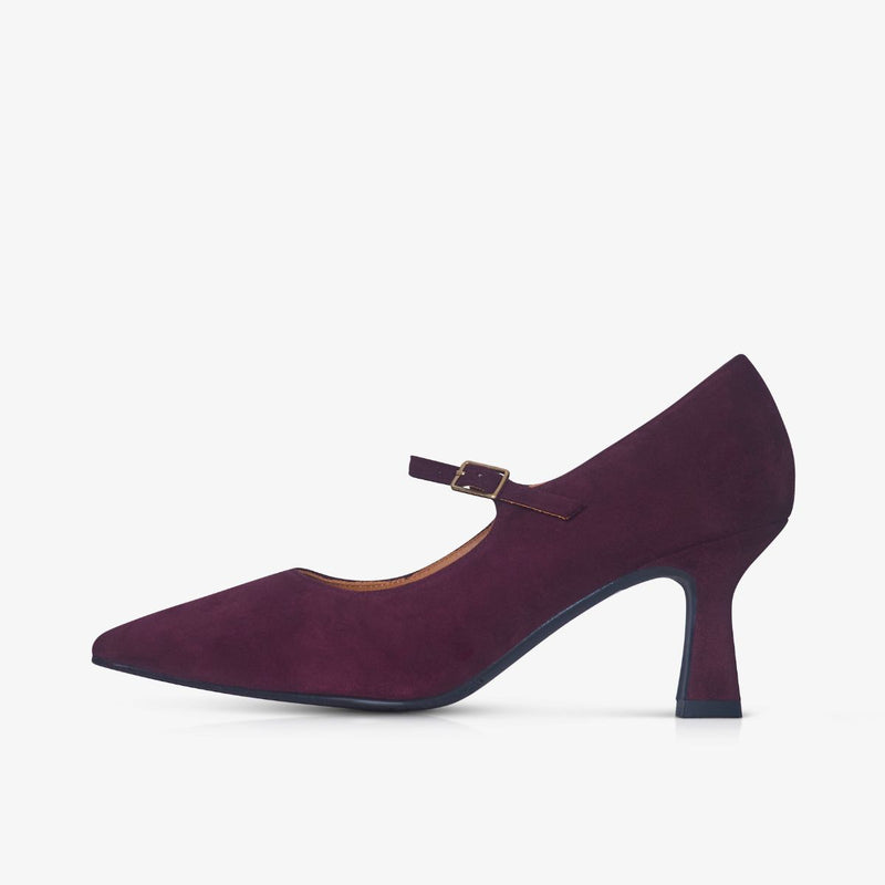 Elsa Wide Fit Court Shoe – Burgundy Suede