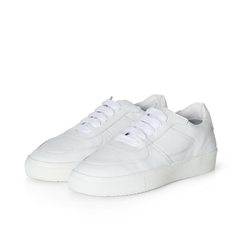 Emma Wide Fit Trainers - White Leather