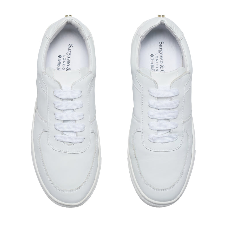 Emma Wide Fit Trainers - White Leather