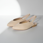 Lia Extra-Wide Fit Slingback Flats - Almond Leather