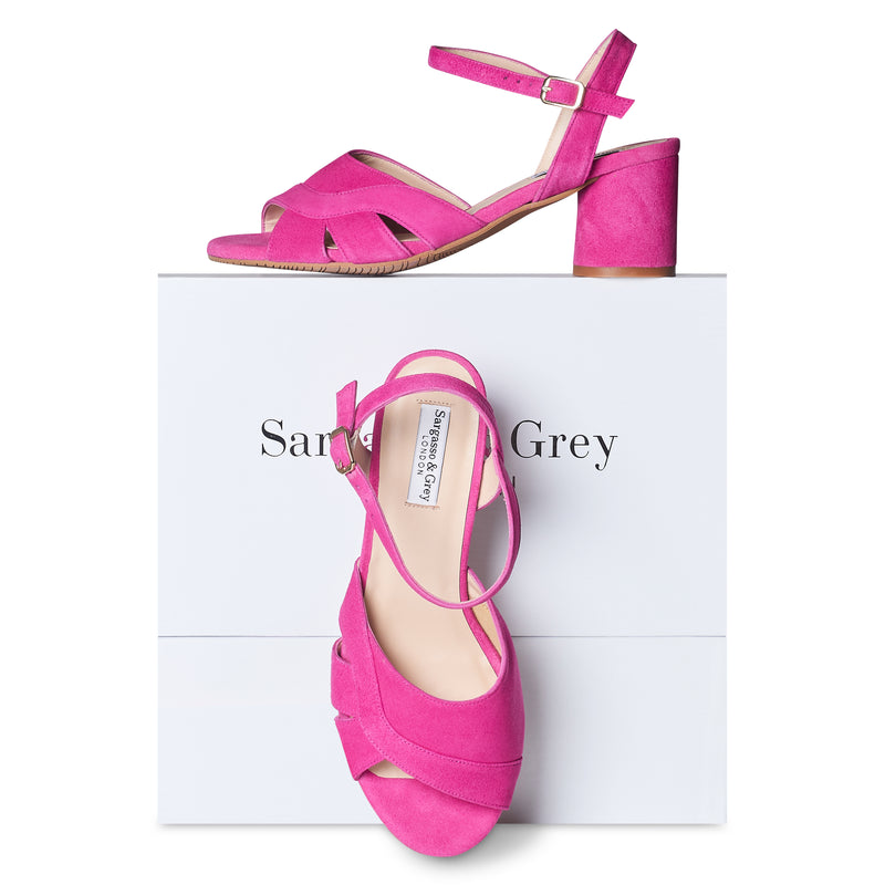 Erica II - Wide Fit Sandal - Hot Pink Suede