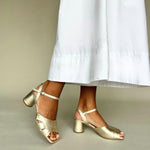 Erica - Wide Fit Sandal - Gold Leather