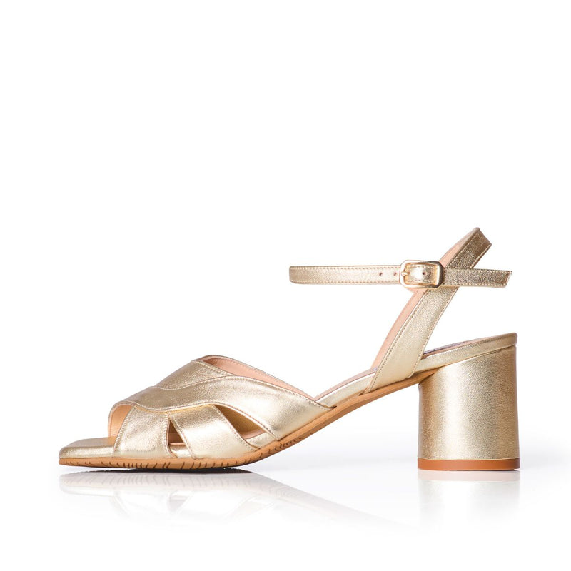 Erica - Wide Fit Sandal - Gold Leather