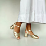 Erica - Wide Fit Sandal - Gold Leather