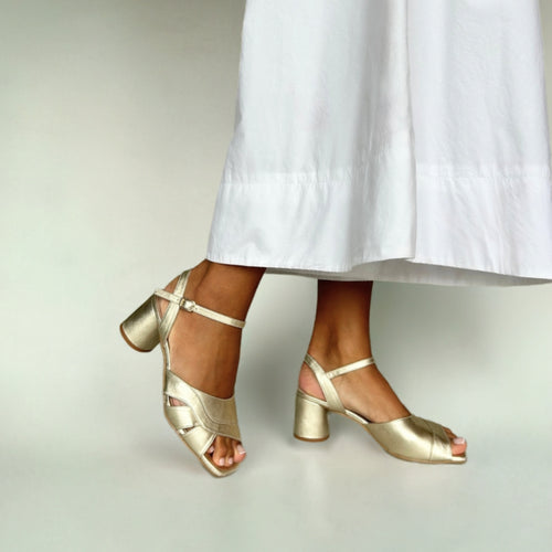 Erica - Wide Fit Sandal - Gold Leather