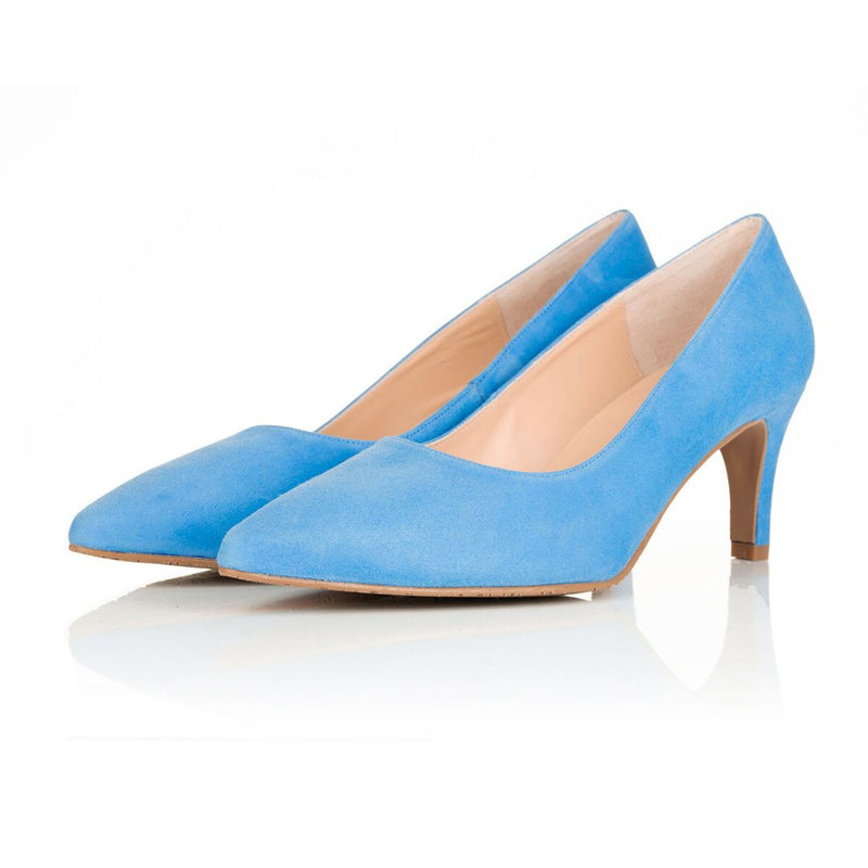 Eve Wide Fit Court Shoe – Blue Suede