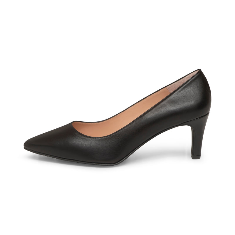 Eve Wide Fit Court Shoe – Black Leather