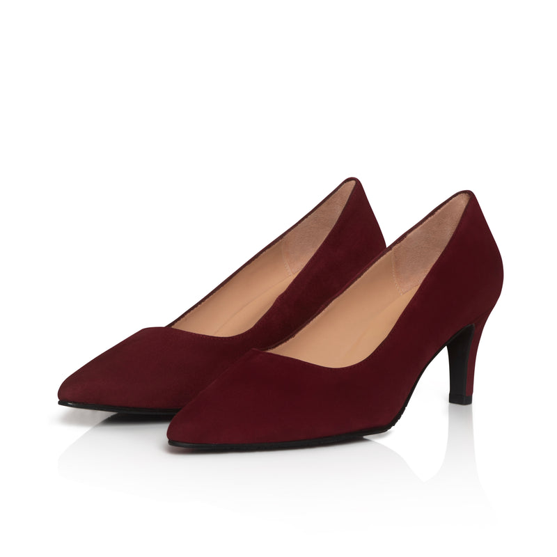 Eve Wide Fit Court Shoe – Burgundy Suede