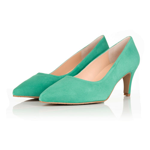 Eve Wide Fit Court Shoe –  Green Suede