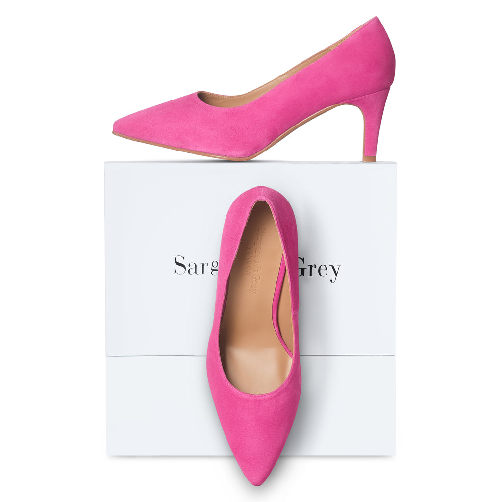 Eve Wide Fit Court Shoe – Hot Pink Suede