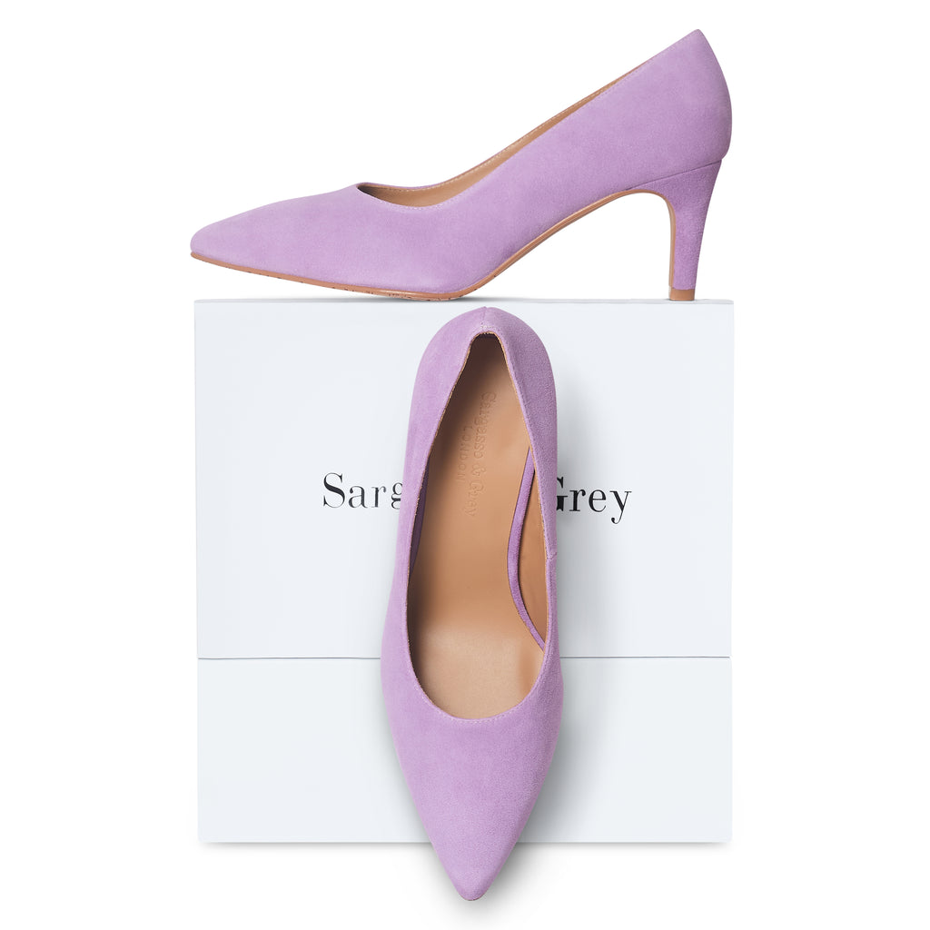 Eve Wide Fit Court Shoe – Lavender Suede