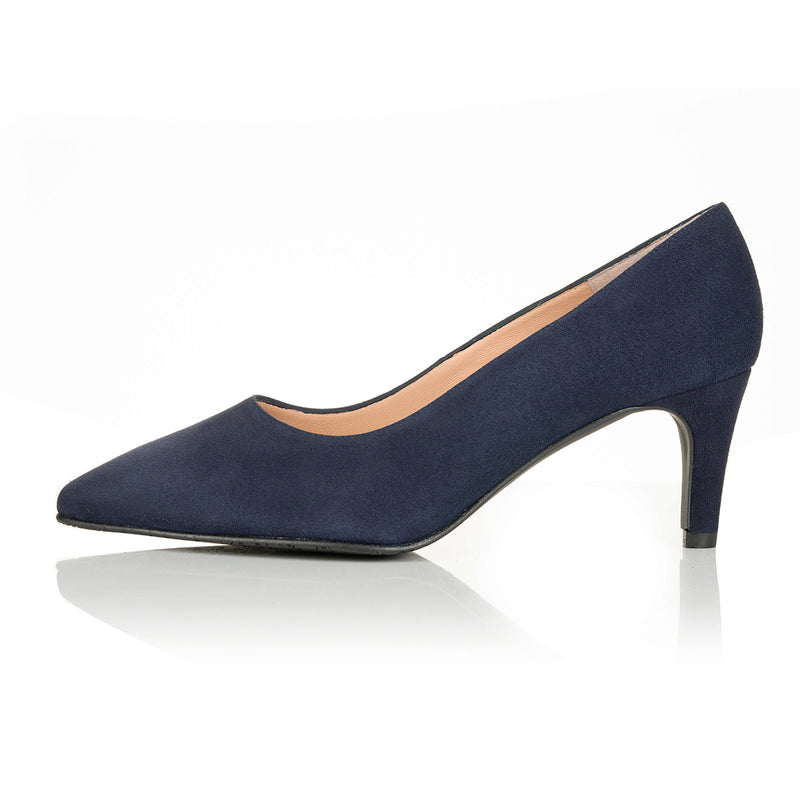 Eve Wide Fit Court Shoe – Navy Suede