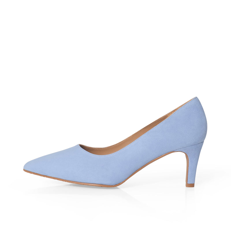 Eve Wide Fit Court Shoe – Light Blue Suede
