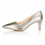 Eve Wide Fit Court Shoe –  Pewter Leather
