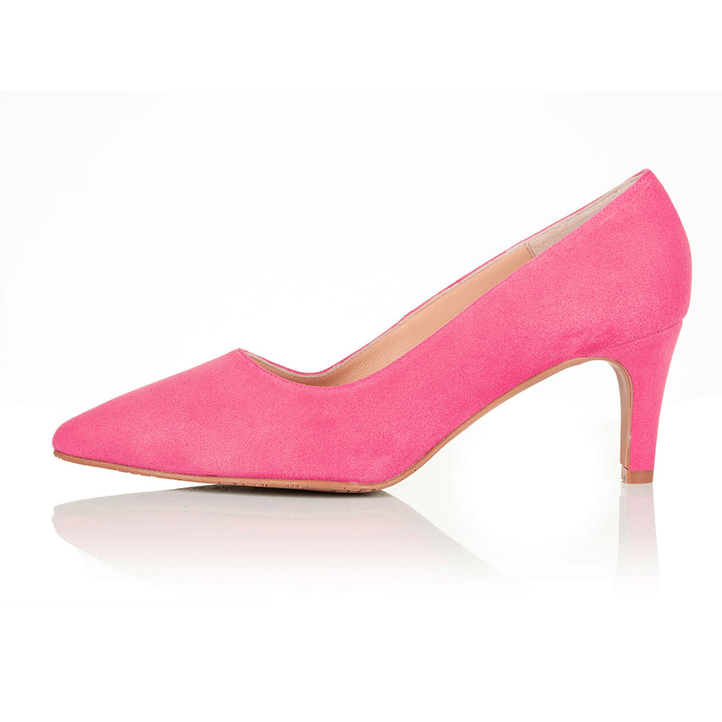 Eve Wide Fit Court Shoe – Pink Suede