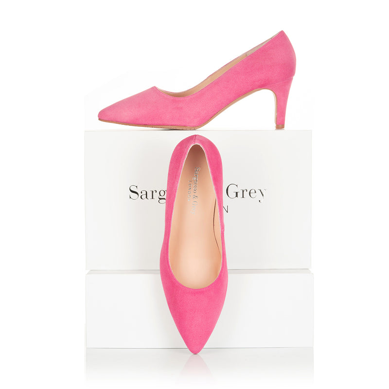 Eve Wide Fit Court Shoe – Rasperry Pink Suede