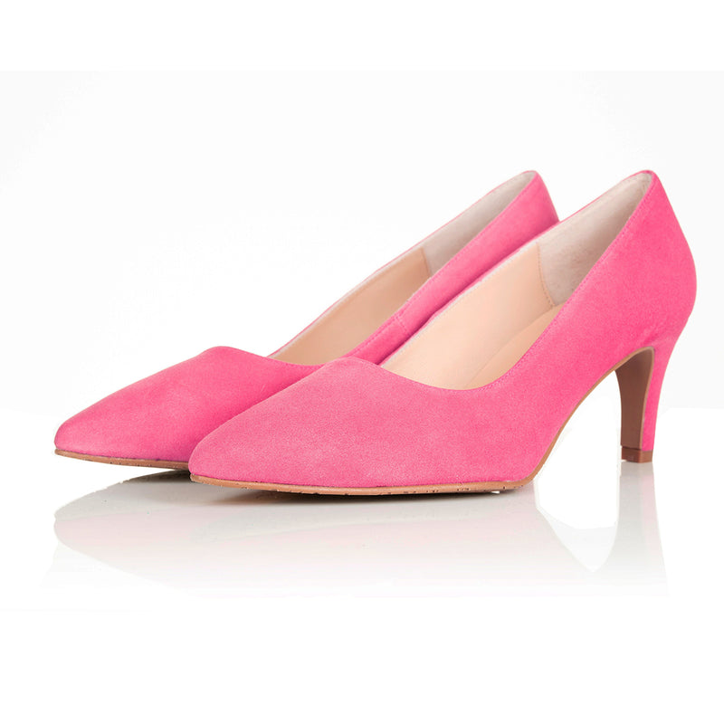 Eve Wide Fit Court Shoe – Rasperry Pink Suede