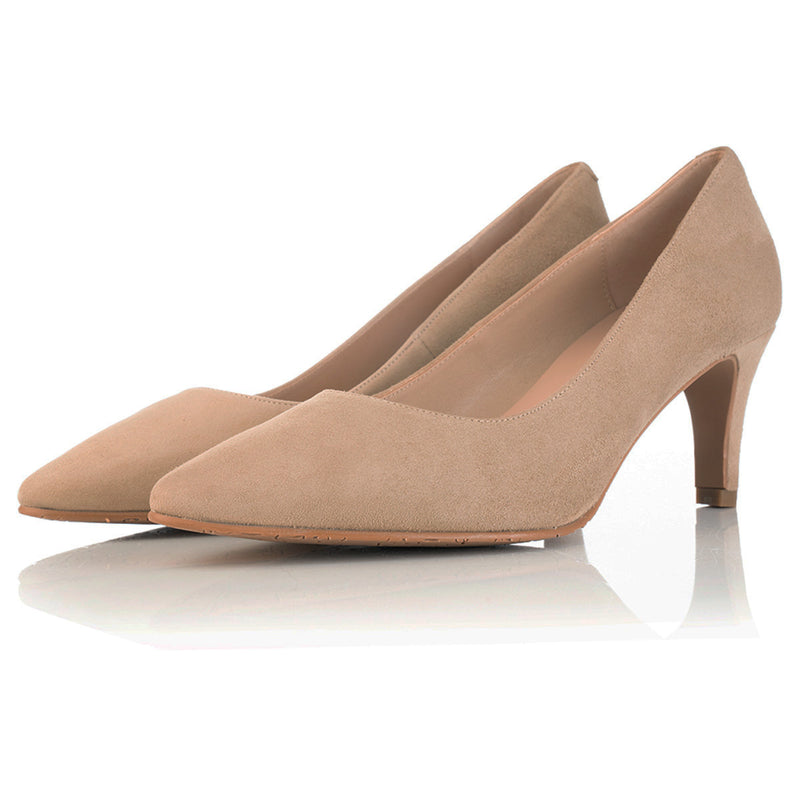Eve Wide Fit Court Shoe – Taupe Suede