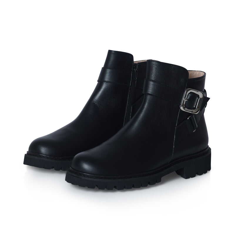 Kango - Wide Fit Biker Boots - Black Leather