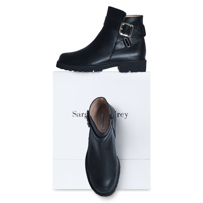 Kango - Wide Fit Biker Boots - Black Leather
