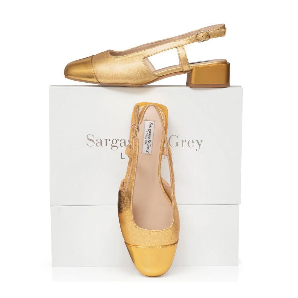 Fern Wide Fit Court - Gold Leather