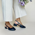 Fern Wide Fit Court - Navy Leather
