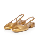 Fern Wide Fit Court - Gold Leather