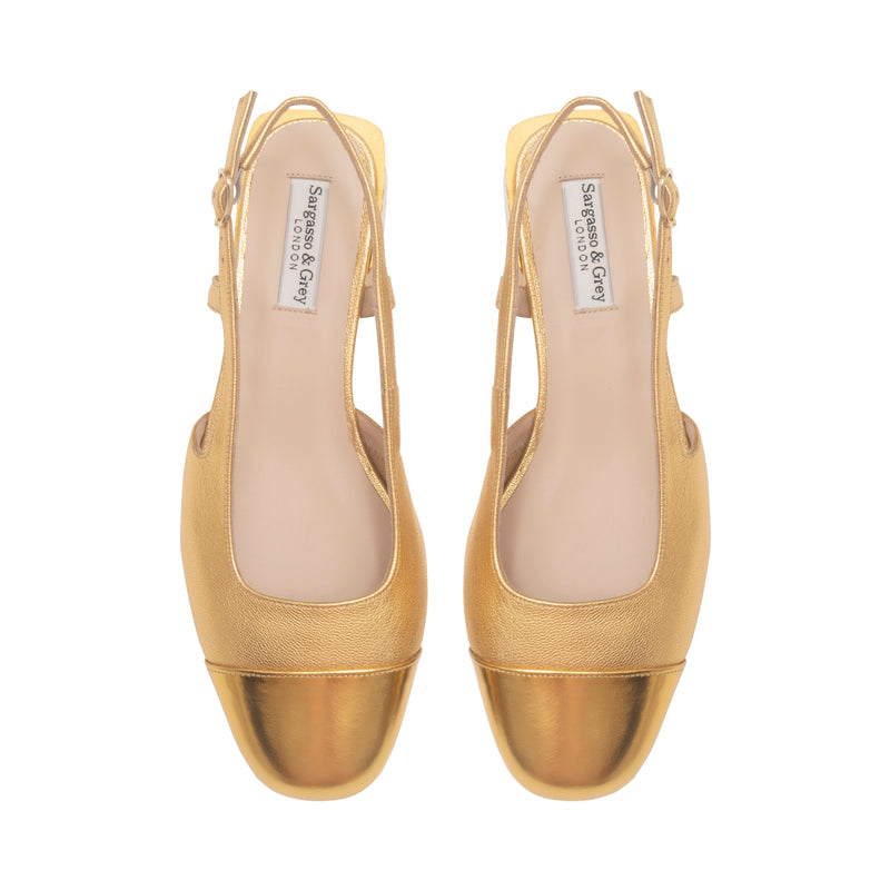 Fern Wide Fit Court - Gold Leather